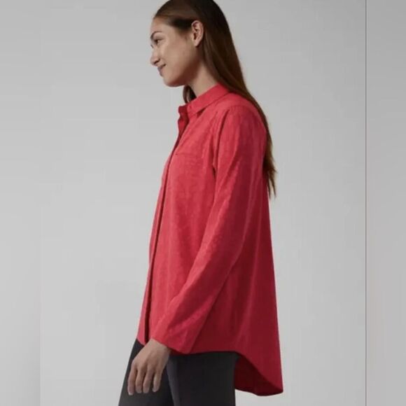 Athleta Urbanite Textured Long Sleeve Button Down Leopard Collared Shirt Top M - Picture 3 of 13